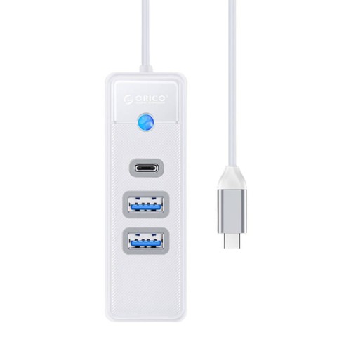 Adapter Hub USB-C do 2x USB 3.0 + USB-C Orico, 5 Gbps, 0.15m (biały)