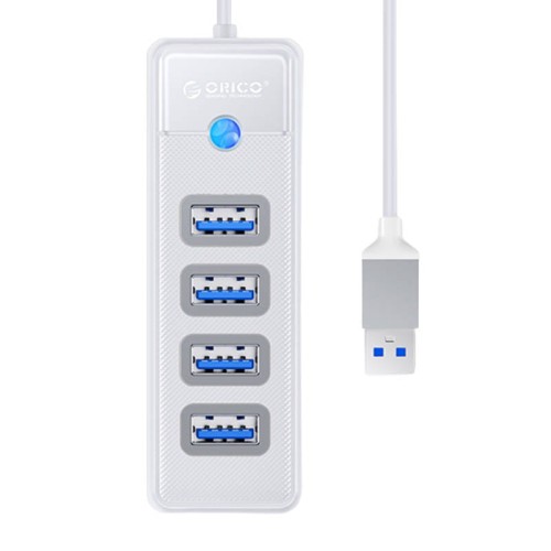 Adapter Hub USB do 4x USB 3.0 Orico, 5 Gbps, 0.15m (biały)