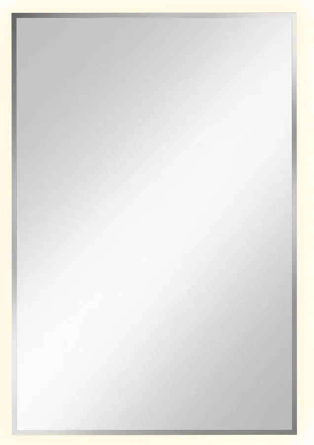 Srebrne prostokątne lustro led 60x90 cm K6-C46