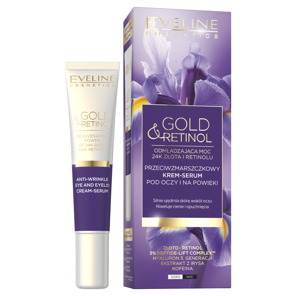 Eveline Gold & Retinol Przeciwzmarszczkowy Krem-serum pod oczy i na powieki na dzień i noc 15ml