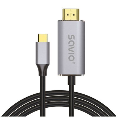 KABEL USB-C DO HDMI 2.0B, 1M, SREBRNO-CZARNY