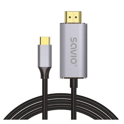 KABEL USB-C DO HDMI 2.0B, 2M, SREBRNO-CZARNY