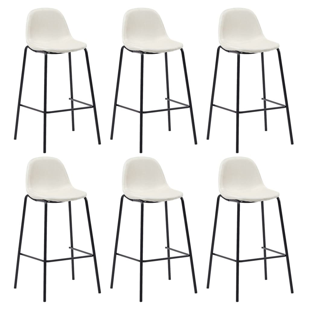 vidaXL Krzesła barowe, 6 szt., kremowe, tapicerowane tkaniną