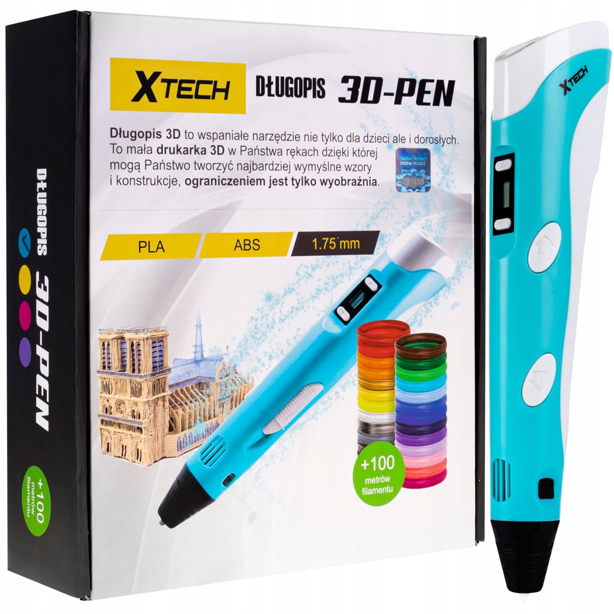 Xtech Eleosklep Drukarka 3D długopis 3D Pen 2 Generacja Plus Wkład 72-uniw
