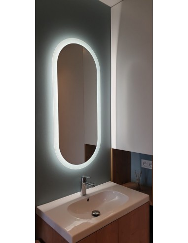 Lustro owalne piaskowane z podświetleniem - ROMI LED, Wymiar: 50x90