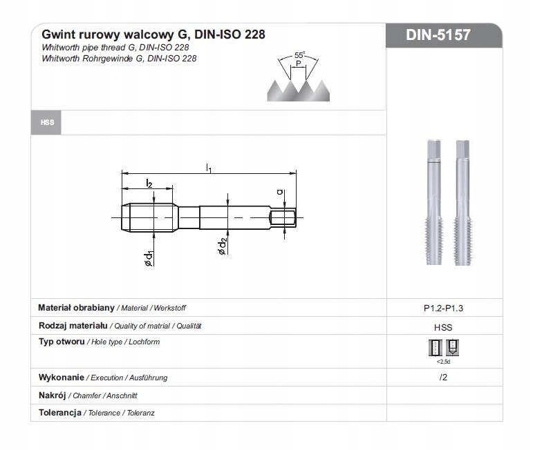 Fanar KOMPLET gwintownikÓW DIN 5157/2 G1/2 HSS (A1-220001-3131)