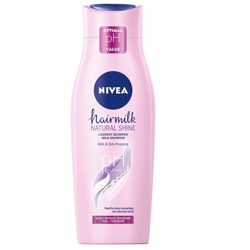 Nivea Hairmilk Natural Shine szampon pielęgnujący do włosów osłabionych bez połysku 400 ml
