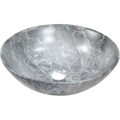 Invena Tinos umywalka 39,5 cm nablatowa okrągła efekt marmuru szara mat CE-43-707