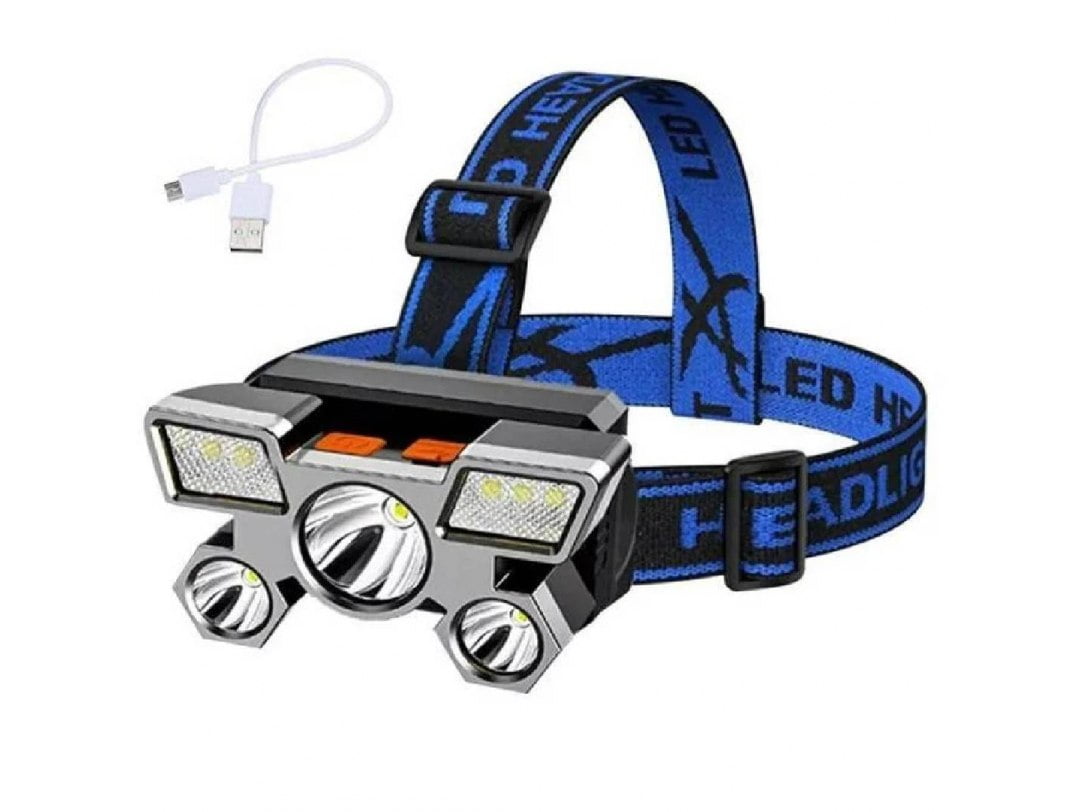 PrzydaSie.pl Latarka czołowa czołówka 5 x led mocna xpe usb aku #5075