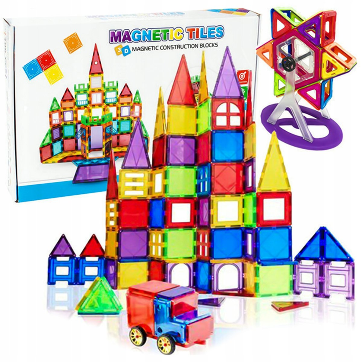 Edukacyjne Klocki Magnetyczne Zestaw 106 el Panele