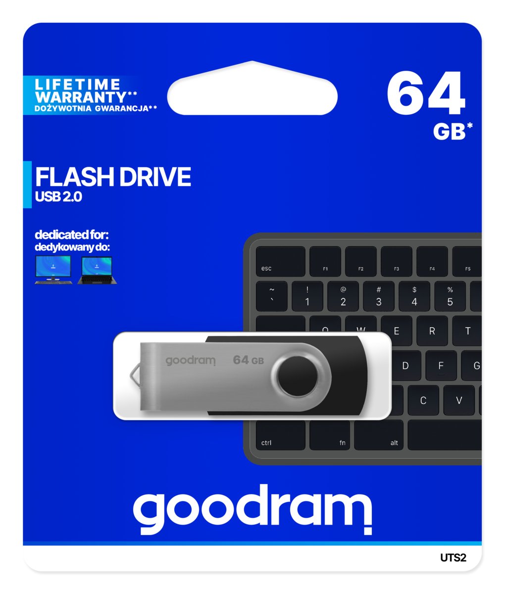 GOODRAM Pamięć USB GOODRAM 64GB UTS2 czarny USB 2.0 UTS2-0640K0R11