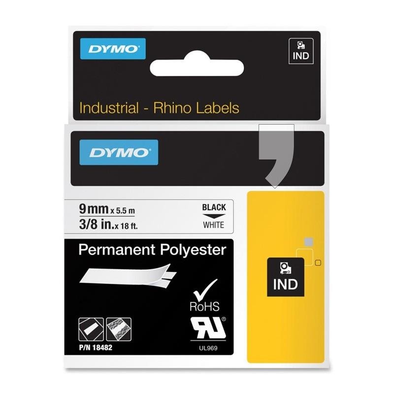 Taśma poliestrowa DYMO Rhino, biały, 9 mm