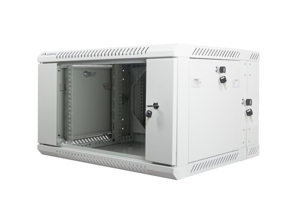 Szafa instalacyjna RACK wisząca dwusekcyjna 19'' 6U 600x600 drzwi szklane Lanberg  - szara