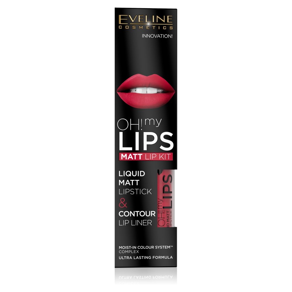 Eveline OH! My Lips, pomadka w płynie + konturówka 05 Red Passion