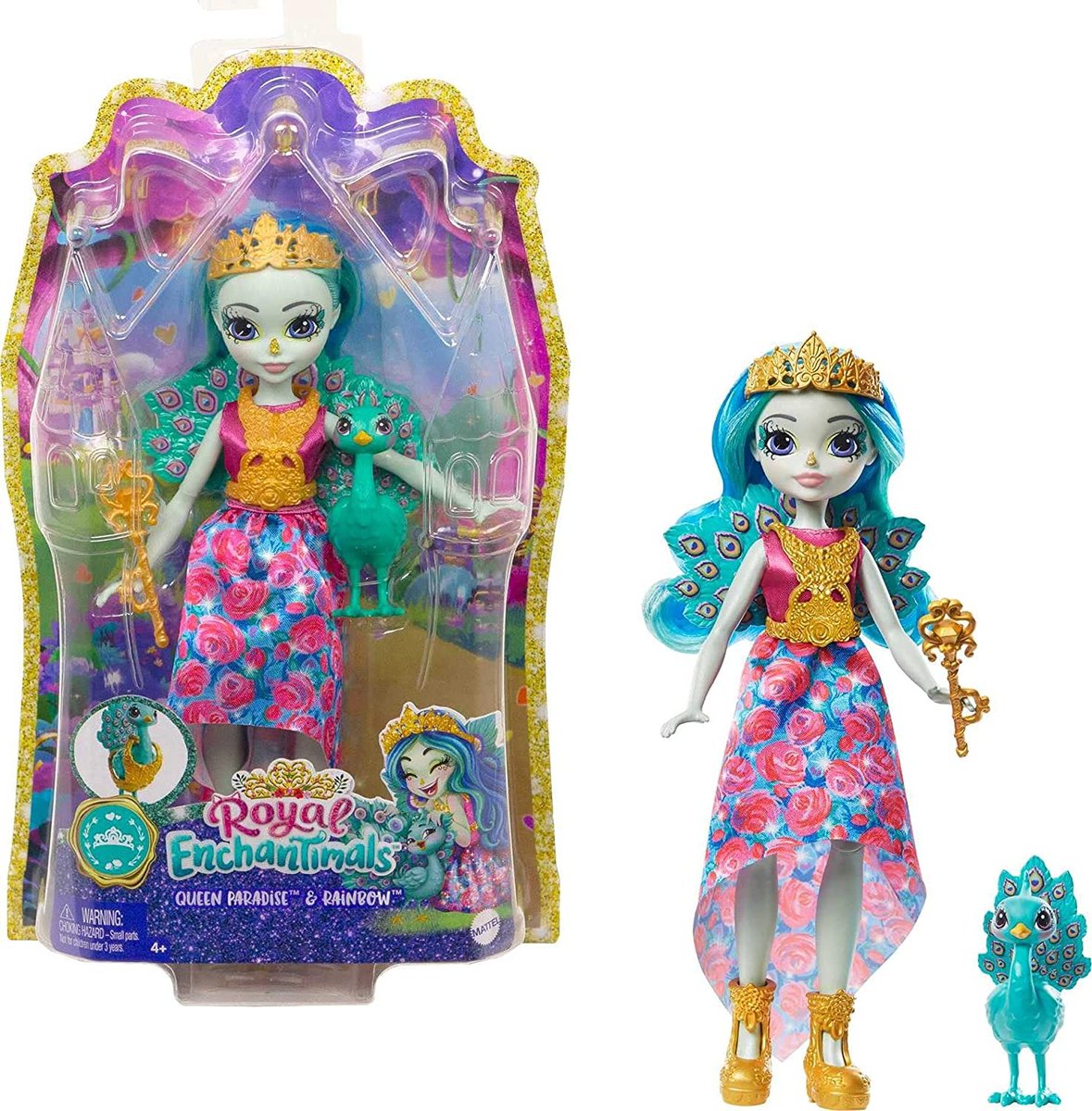 Mattel Lalka Entchantimals Królowa Paradise + paw Rainbow GYJ11/GYJ14