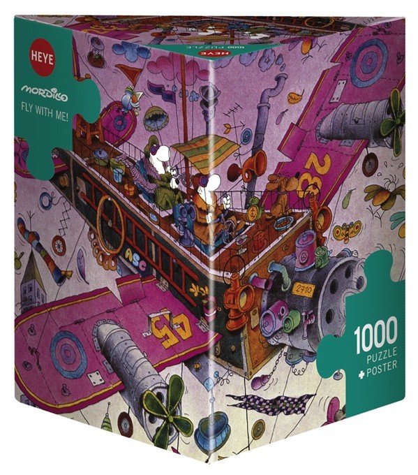 Heye Puzzle 1000 elementów. Leć ze mną, Mordillo + plakat