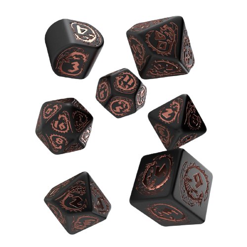 Komplet kości Dragons czarno-miedziane Q-Workshop