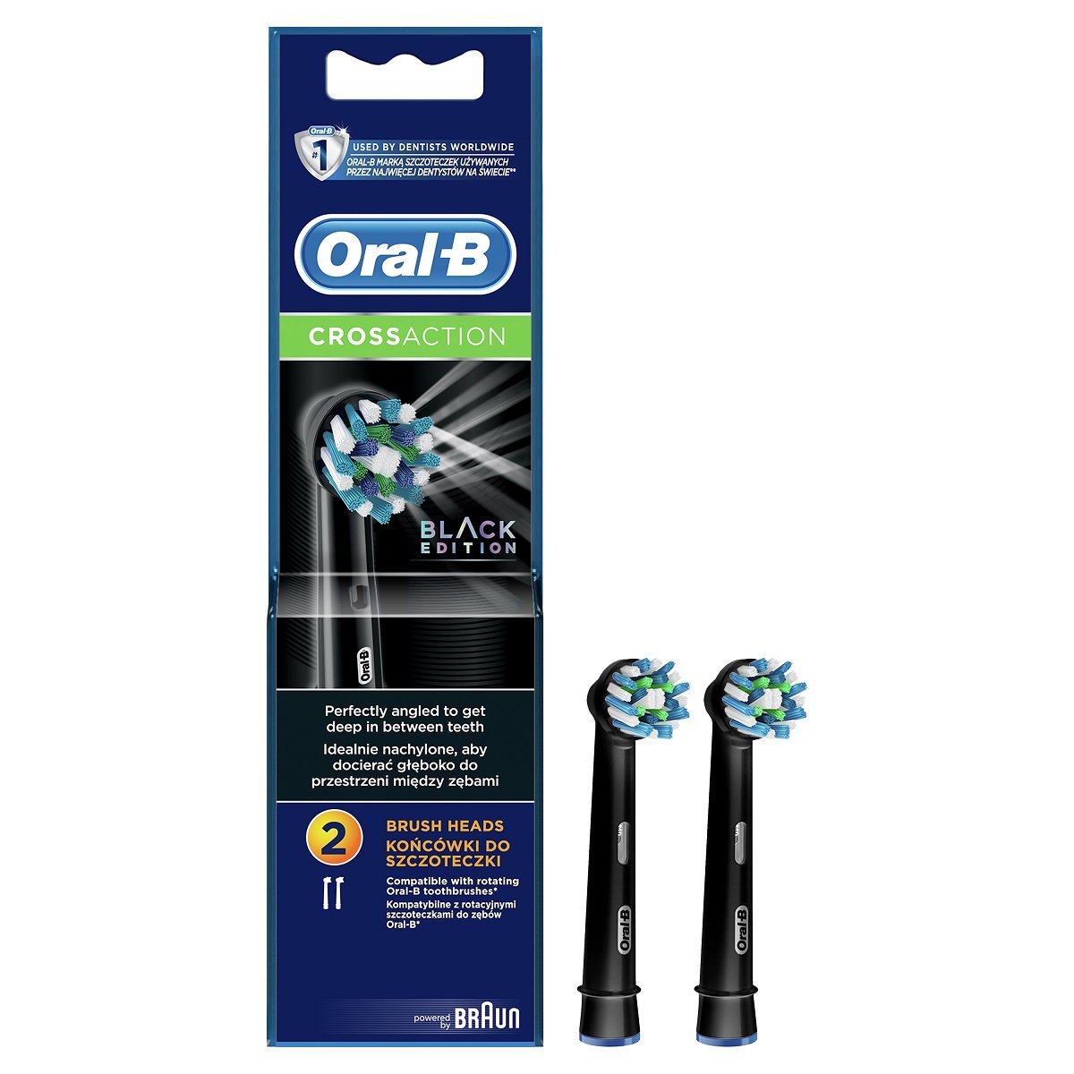 Oral-B Produkty do higieny jamy ustnej CrossAction Black Końcówki wymienne do szczoteczek elektrycznych 2x