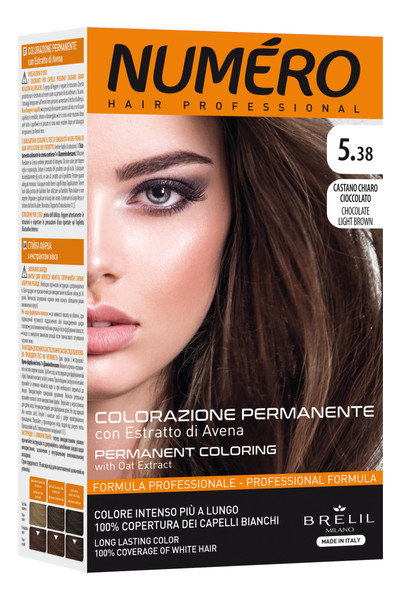 Numero, Permanent Coloring, Farba do włosów 5.38 chocolate light brown, 140 ml