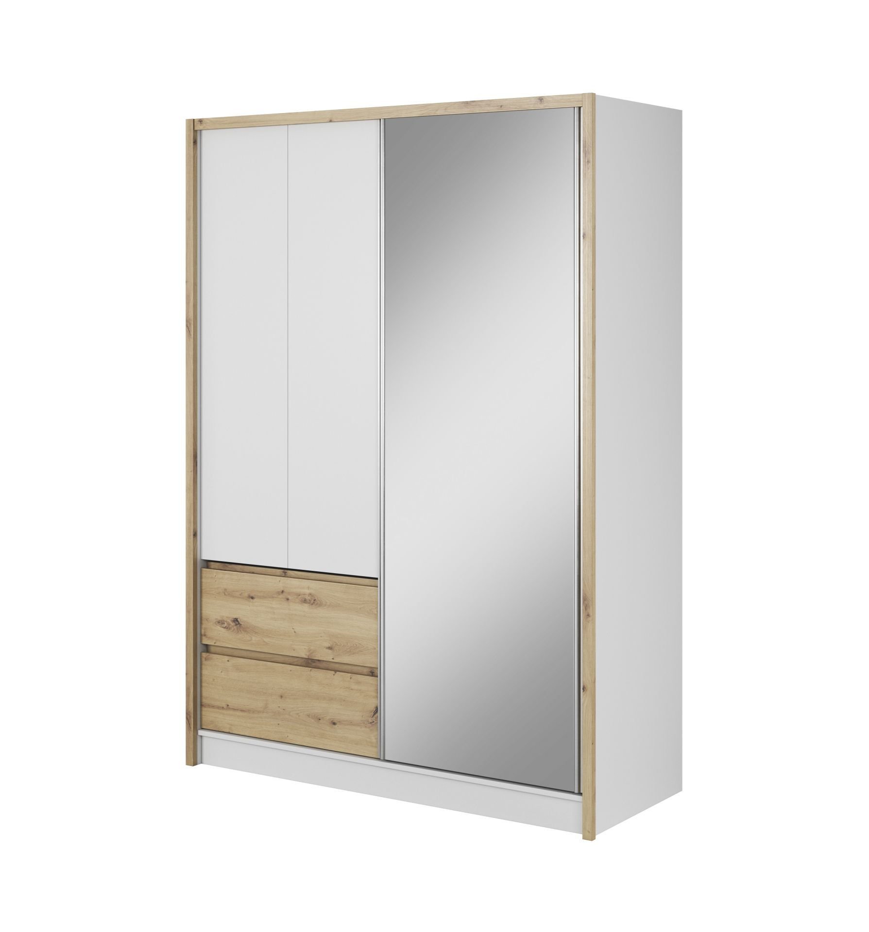 Szafa Przesuwna Sara W150 Biała / Dąb Artisan