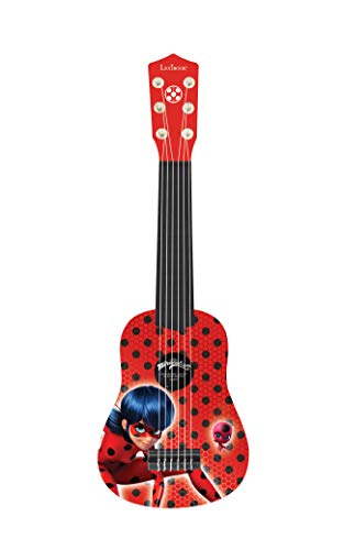 Lexibook, Miraculum Biedronka Czarny Kot, My First Guitar - Gitara dla dzieci, 6 nylonowych strun, długość 21
