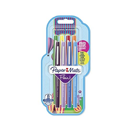 Długopis papierowy PAPER MATE Flair Carn. Blister Wonder 8er M 0,7 mm