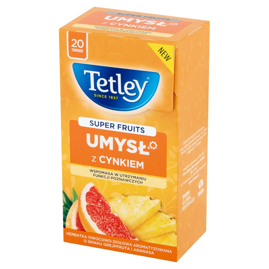 Tetley - Umysł herbata owocowa z ananasem i grejpfrutem