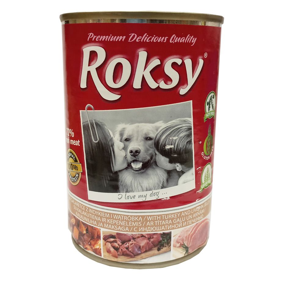 Roksy - Mokra karma dla dorosłych psów z indykiem i wątróbką
