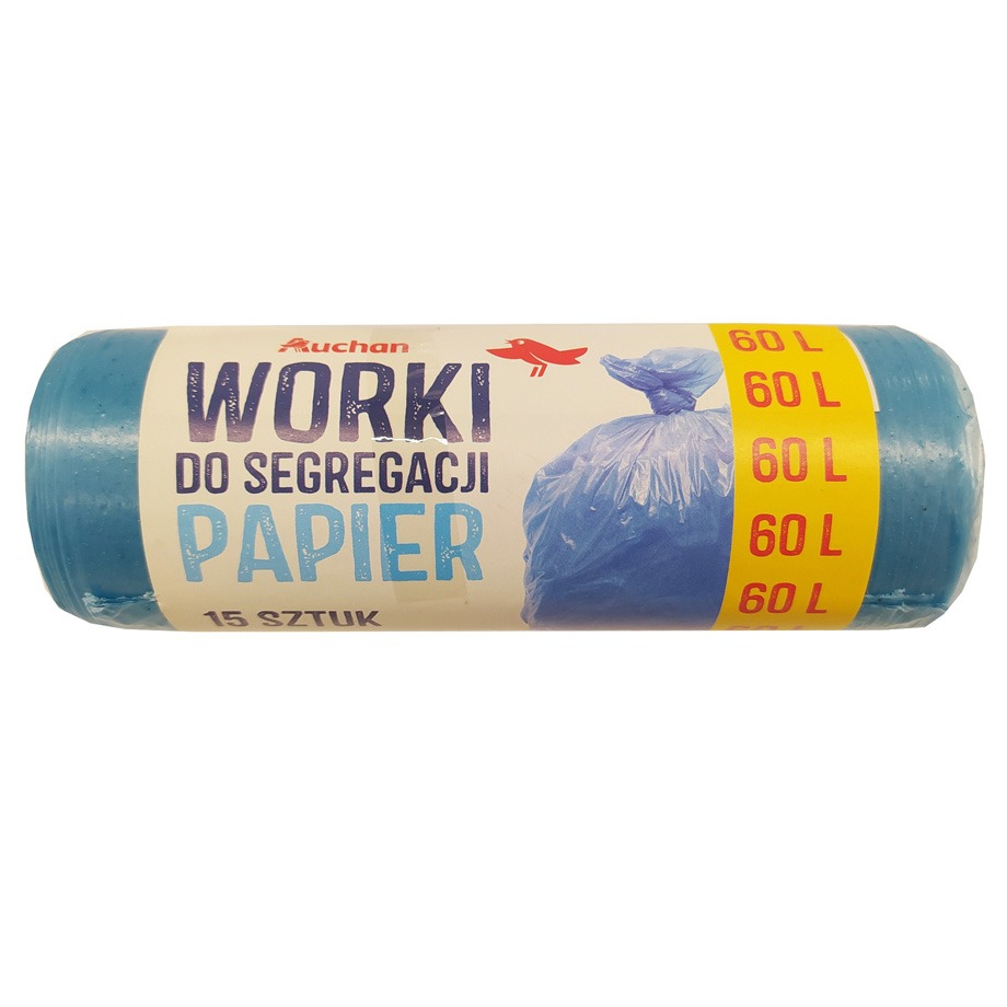 Auchan - Worki do segregacji śmieci 60L niebieskie