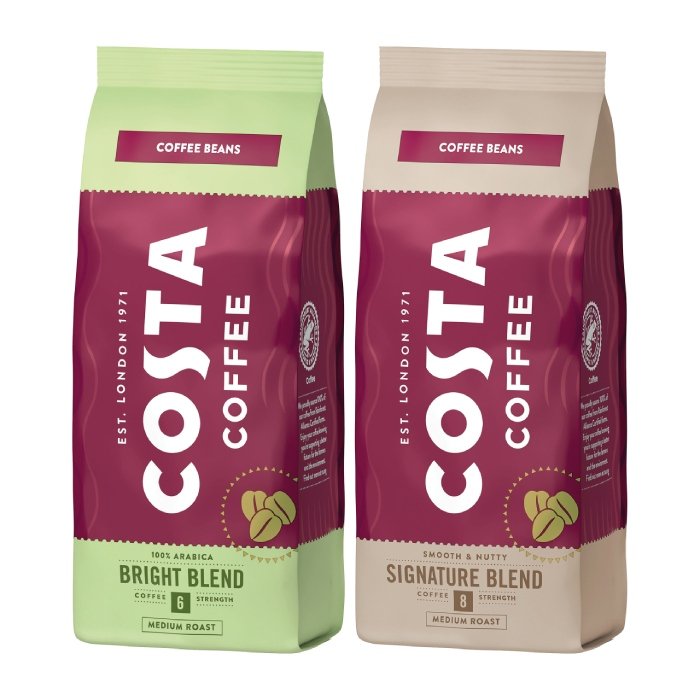 ZESTAW - Kawa ziarnista Costa Coffee Bright Blend 200g + kawa ziarnista Costa Coffee Signature Blend 200g