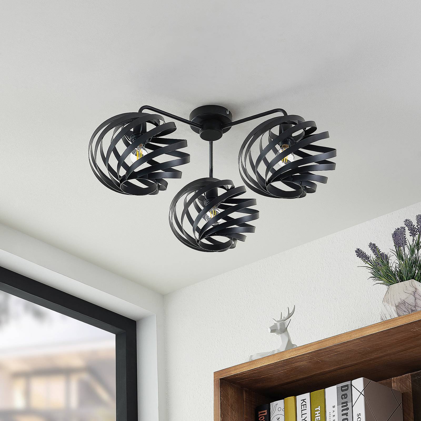 Lindby Niobano lampa sufitowa z czarnej stali