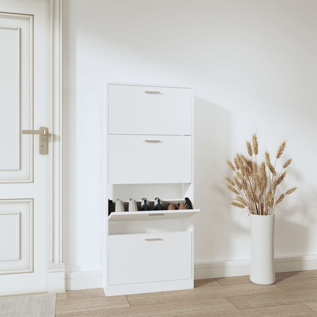 Lumarko Szafka na buty, biały, 59x17x150 cm, materiał drewnopochodny