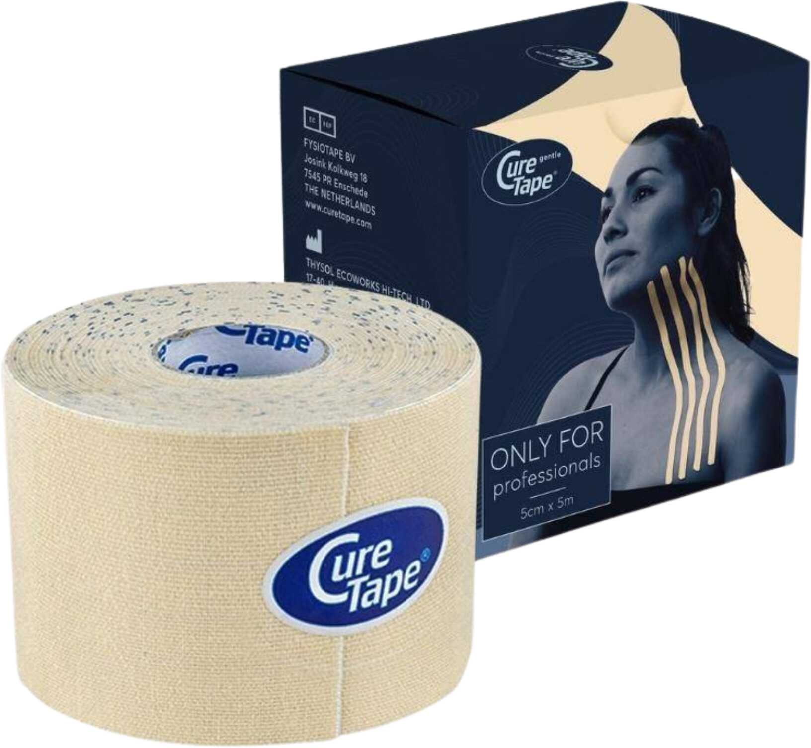 Kinesiology tape do delikatnej i wrażliwej skóry 5cm x 5m - profesjonalna taśma do kinesiotapingu - hipoalergiczny klej, wodoodporne właściwości (Cure