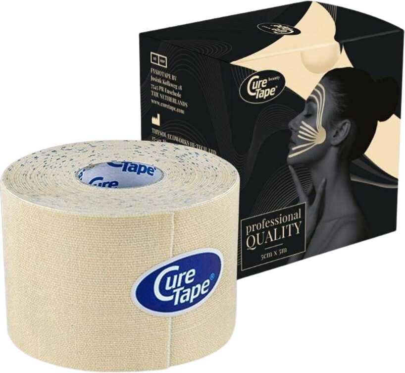 Kinesiology tape do delikatnej i wrażliwej skóry 5cm x 5m - hipoalergiczna taśma do tapingu twarzy, szyi i biustu (Cure Tape BEAUTY 5X5)