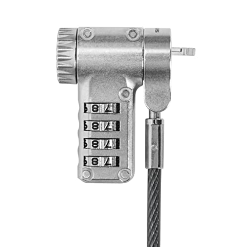 Targus DEFCON Ultimate Universal Serialized Combination Cable Lock, zamek szyfrowy z regulowaną głowicą zamka, zamek kablowy do laptopów/notebooków, Kensington T-Lock, Nano, Noble Wedgelock