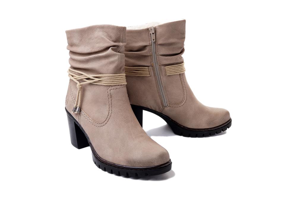 RIEKER Y2591-60 beige, botki damskie - Rieker