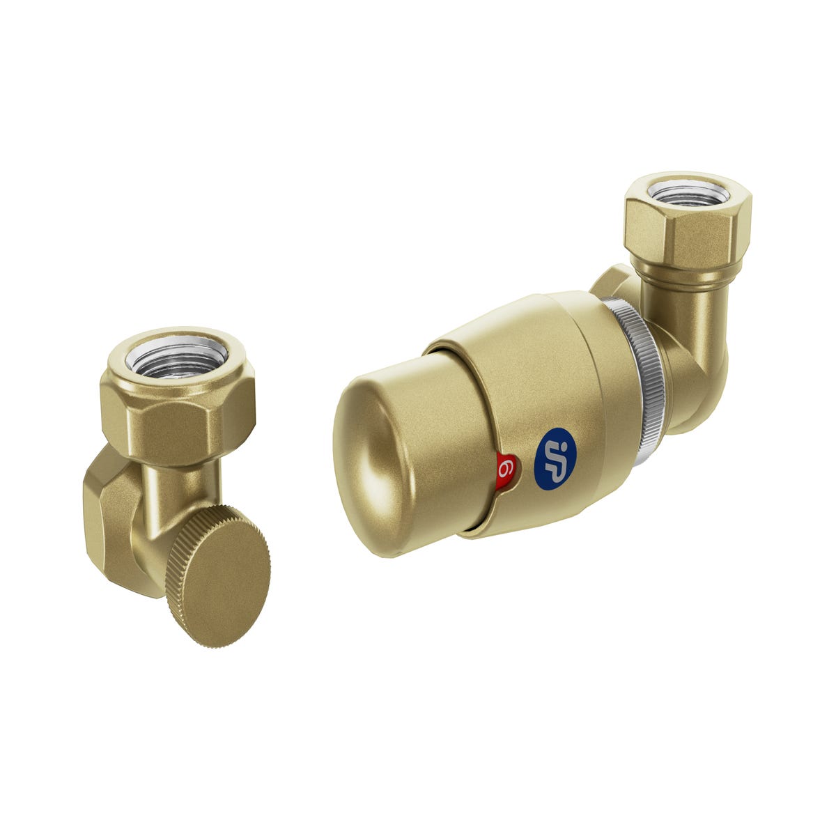 Zestaw zawór termostatyczny osiowy prawy 1/2