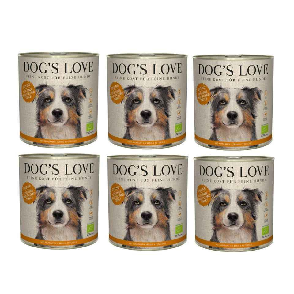 DOG'S LOVE Pute - indyk z jabłkami, cukinią 6x800g