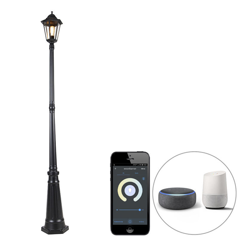 QAZQA Inteligentna latarnia zewnętrzna czarna 200 cm IP44 z Wi-Fi ST64 - Havana
