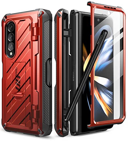 SUPCASE Unicorn Beetle Pro Series etui do Samsung Galaxy Z Fold 4 5G (2022), dwuwarstwowe, wytrzymałe etui na całą obudowę z wbudowaną osłoną ekranu i podpórką i gniazdem na długopis S (rudy)