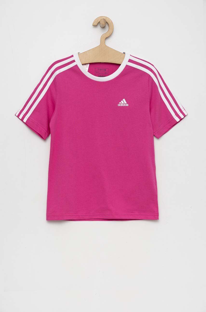 Adidas t-shirt bawełniany dziecięcy G 3S BF kolor różowy - adidas