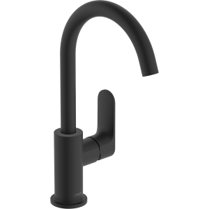 HANSGROHE 72536670 Rebris S Jednouchwytowa bateria umywalkowa 210 z obrotowł wylewkł z kompletem odpływowym Czarny Matowy