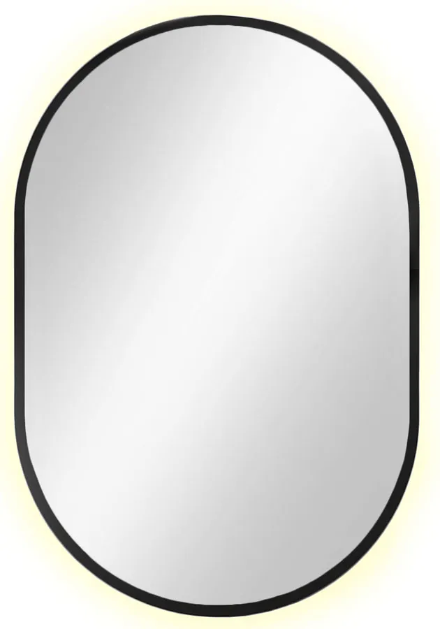 Czarne owalne eleganckie lustro 95x40 cm M2-S38