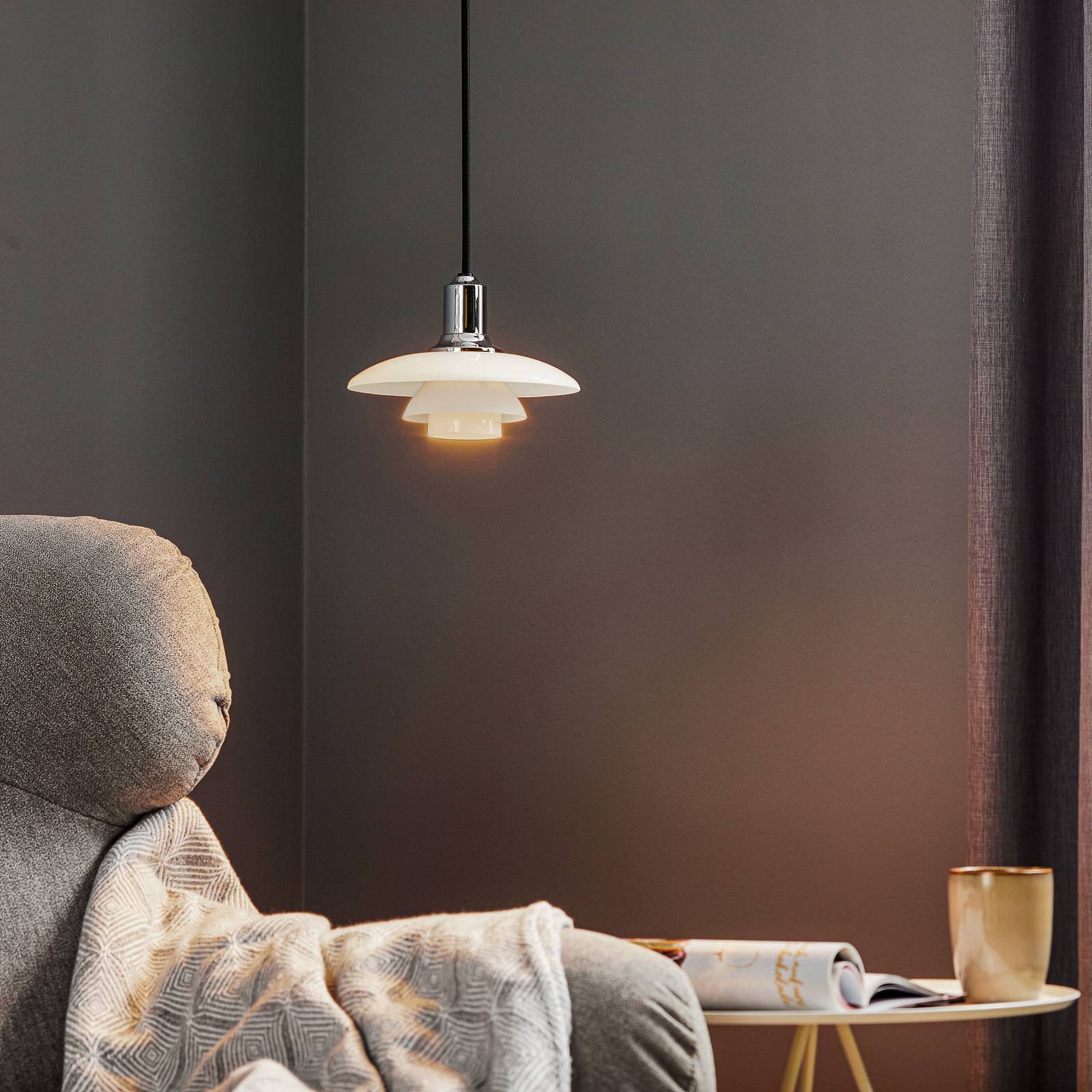 Louis Poulsen PH 2/1 szklana lampa wisząca, chrom