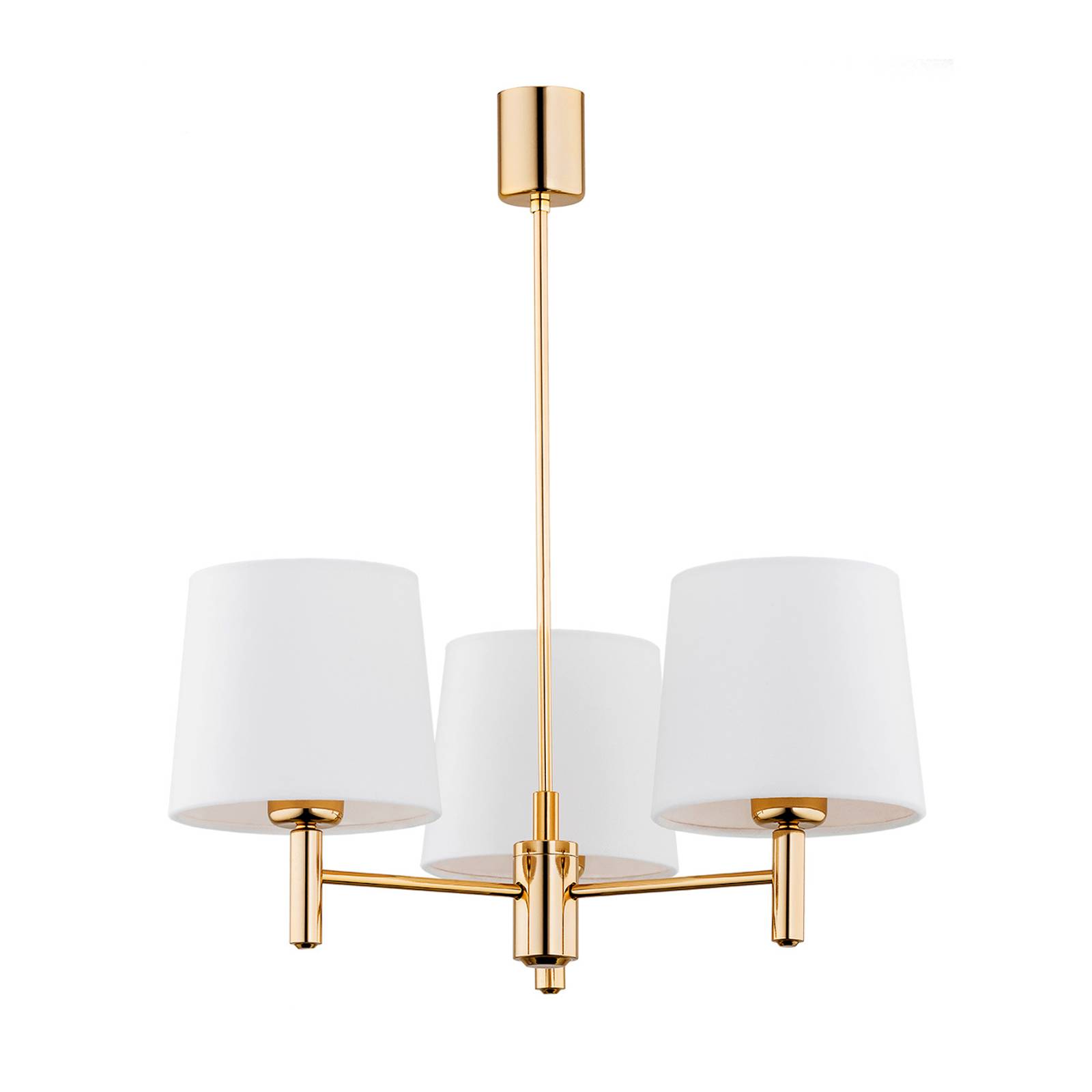 Żyrandol Polo Plus, 3-punktowy, mosiądz/creme