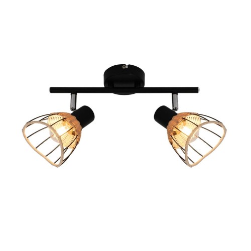 Gent lampa sufitowa (spot) 2-punktowa czarna/rattan P20084-2TU