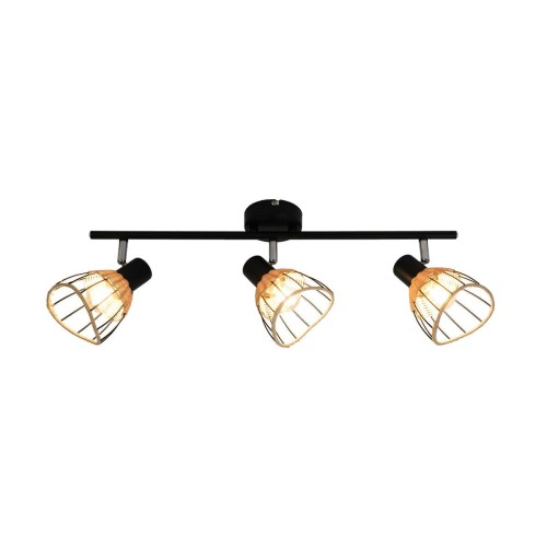 Gent lampa sufitowa (spot) 3-punktowa czarna/rattan P20084-3TU