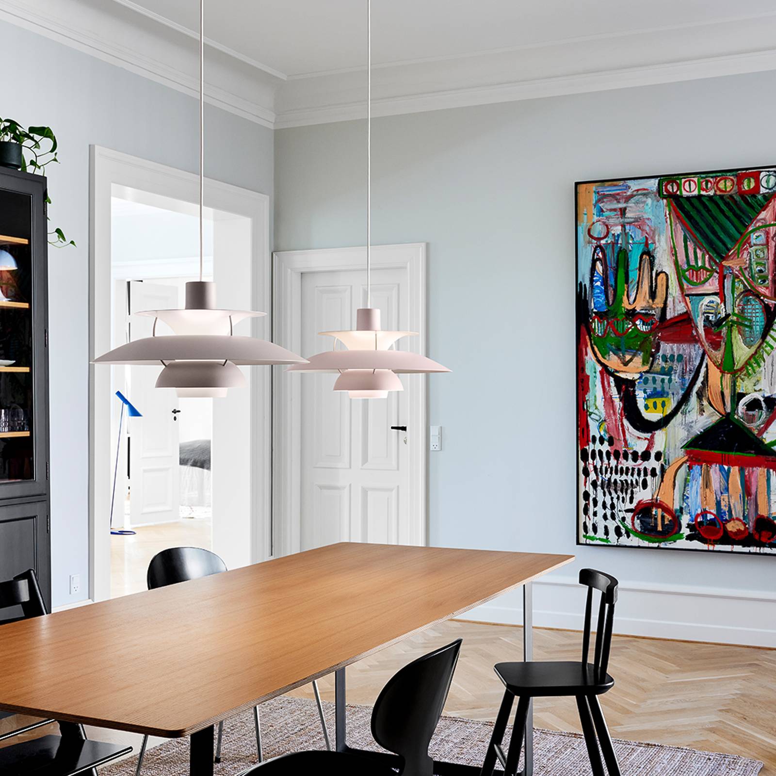 Louis Poulsen PH 5 żyrandol monochrom różowy