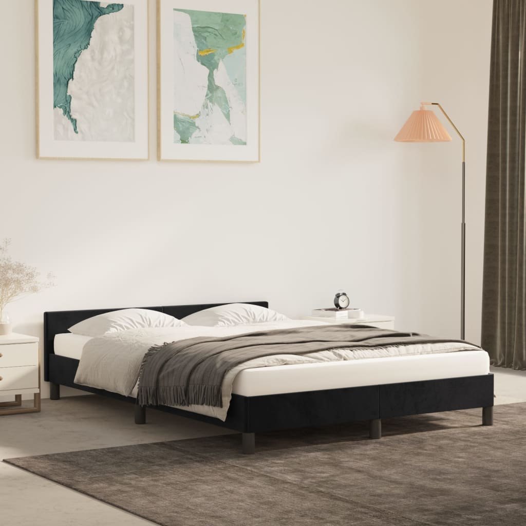 Zdjęcia - Pozostałe meble VidaXL Rama łóżka z zagłówkiem, czarna, 140x200 cm, aksamitna Lumarko! 