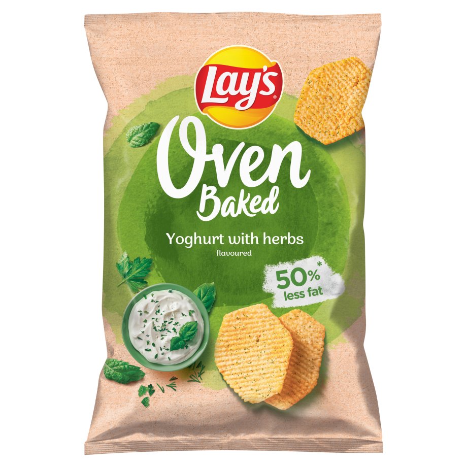 Lays Oven Baked Pieczone formowane chipsy ziemniaczane o smaku jogurtu z ziołami 125 g